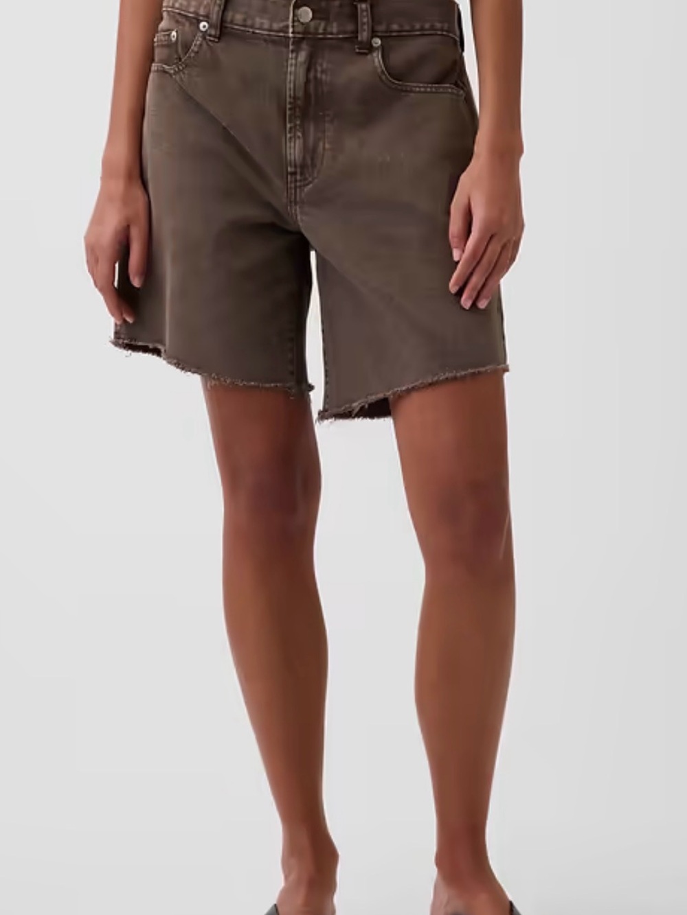 GAP Olive Brown Raw-Hem Denim Bermuda Shorts
